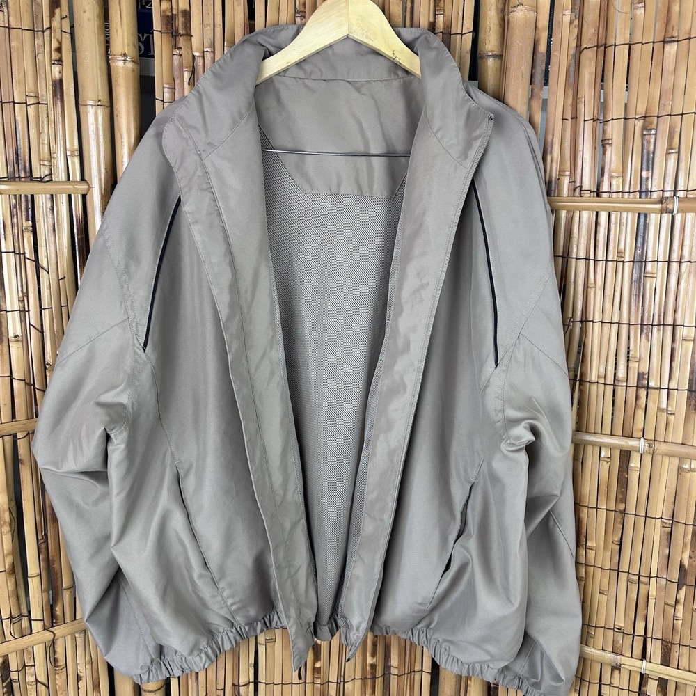 PGA Tour‎ Men's Tan Windbreaker Jacket Mock Collar Elastic Waist Cuffs Full Zip - Picture 14 of 16